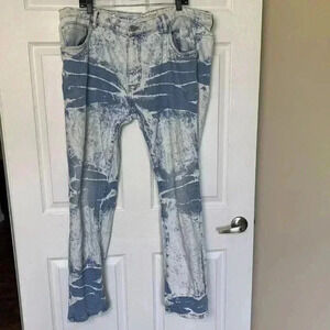 Evolution Men’s Size 40/32 Faded Acid Washed Whisker Fade Straight Leg Jeans